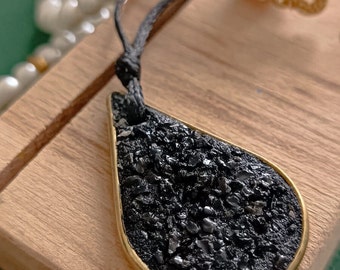 Arena de luna de miel, joyería de arena de sirena negra magnética, collar de mujer, regalo de vacaciones, joyería de arena real, regalo del océano para ella, amante de la arena del océano