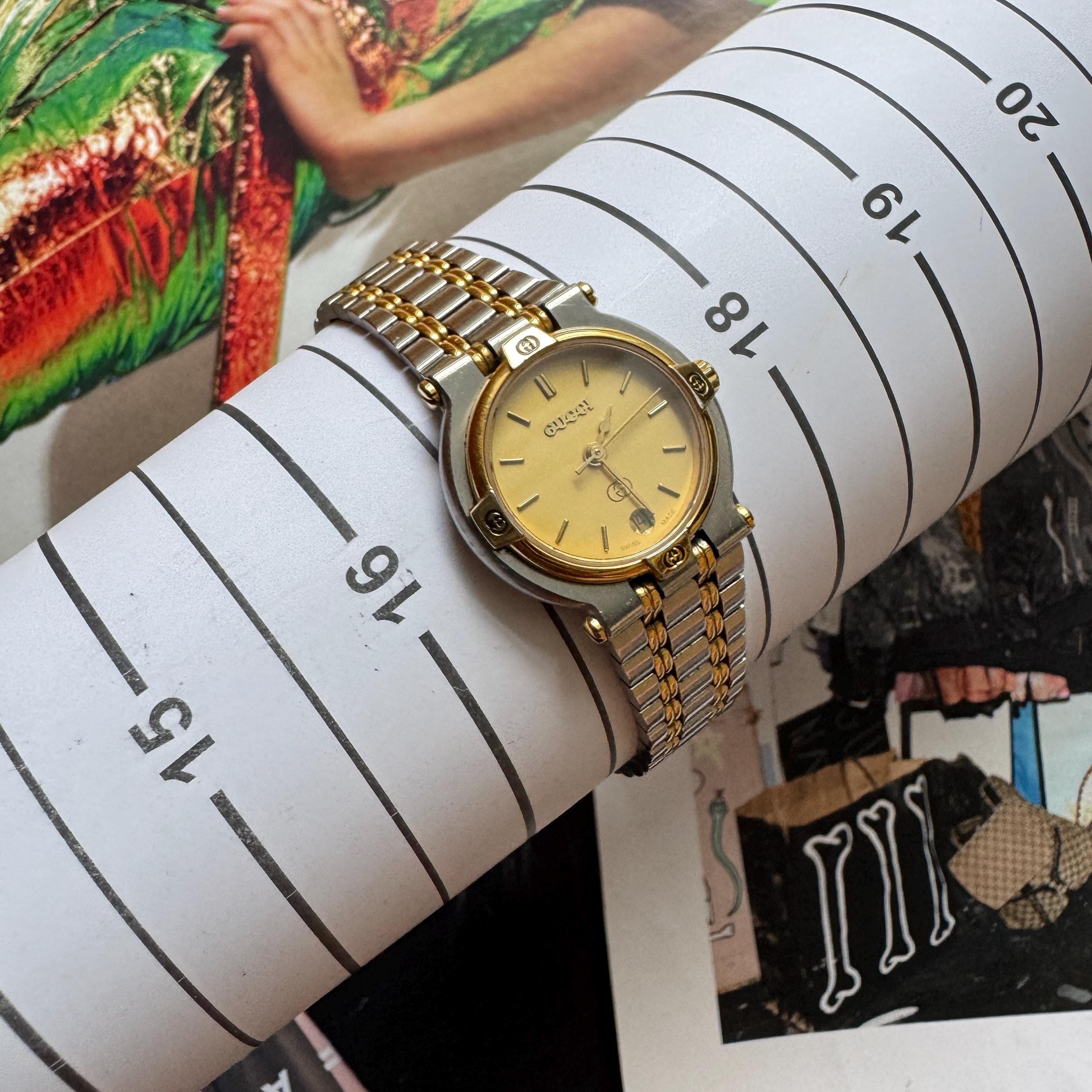 GUCCI 9000L ゴールド シルバー 時計 グッチ GUCCI 腕時計 ステンレススチール 9000L レディース 中古