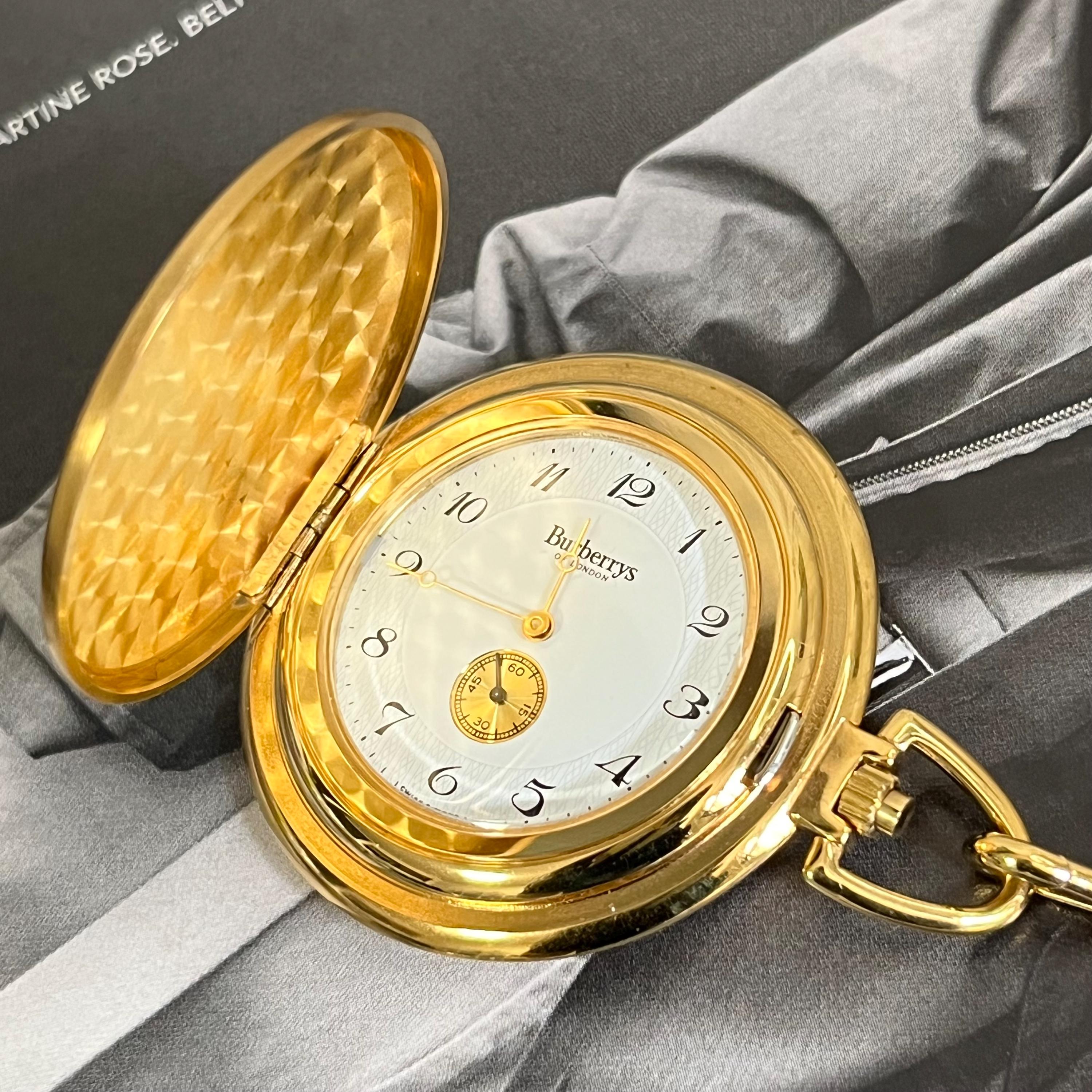 Pocket Watch Burberry Vintage Quartz Watch Gold Hand Winding - Etsy