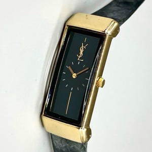 YSL Yves Saint Laurent Quartz Vintage  Women's Watch silver  leather strap