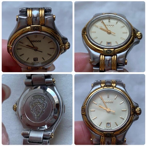 Gucci  9040L  women   Vintage Watch silver  gold stainless strap