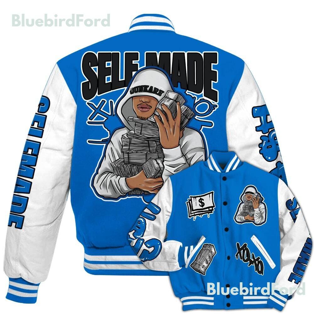 Discover Dunkare Blueberry 12s Baseball Varsity Jacket - Selfmade Unique All Over Print Letterman Jackets