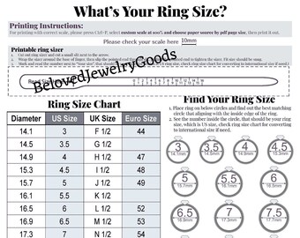 Misuratore per anelli di diamanti stampabile / Trova la misura del tuo anello! / Misurazione universale per la ricerca delle dimensioni degli anelli / Strumento grafico internazionale / Download delle misure dei gioielli
