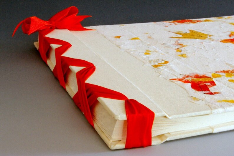 Handmade Photo Album Orange Oak Leaf Jumbo image 1