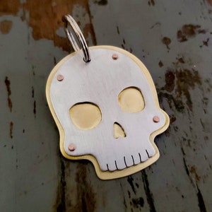 Skull Pet Tag aluminum on brass