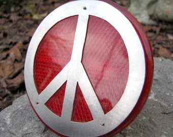 Red Bike Reflector, Lg Peace Sign