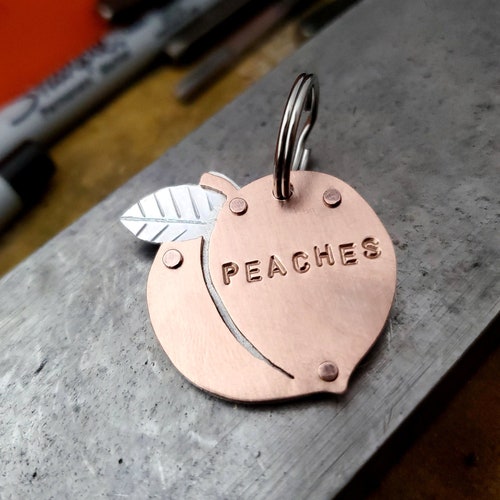Peach Dog Tag Fruit Pet ID Tag Peaches Dog Tag Double Sided Etsy