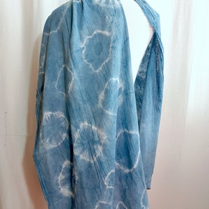 Cotton Gauze Shawl, Scarf Indigo Hand dyed image 6