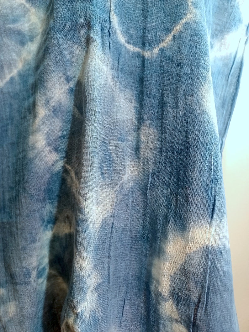 Cotton Gauze Shawl, Scarf Indigo Hand dyed image 8