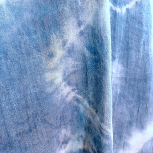 Cotton Gauze Shawl, Scarf Indigo Hand dyed image 10