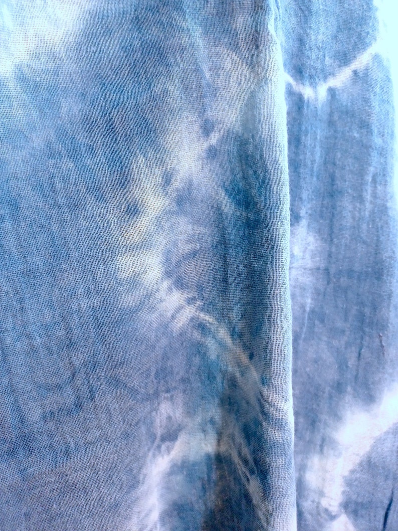 Cotton Gauze Shawl, Scarf Indigo Hand dyed image 10