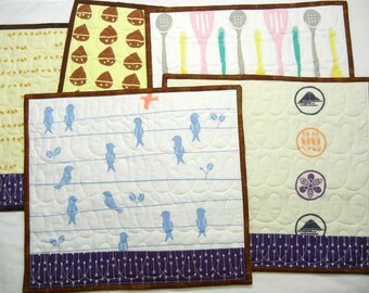 Japanese Tenugui Quilted Placemats - set of 5