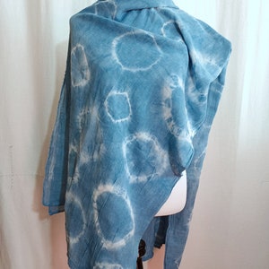 Cotton Gauze Shawl, Scarf Indigo Hand dyed image 5