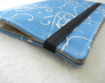 Journal Cover - repurposed Japanese Antique Kimono Obi - Blue Vine