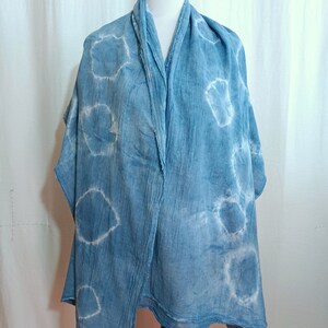 Cotton Gauze Shawl, Scarf Indigo Hand dyed image 2