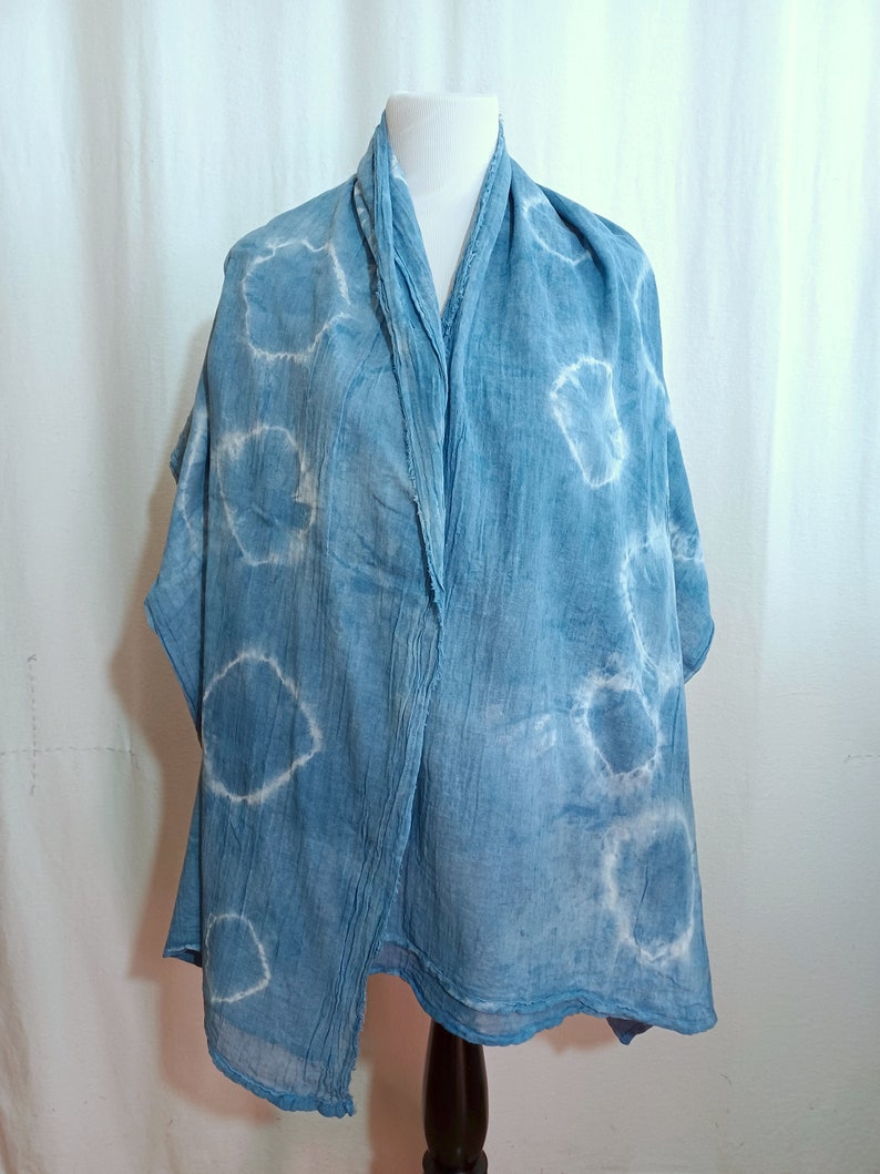 Cotton Gauze Shawl, Scarf Indigo Hand dyed image 2