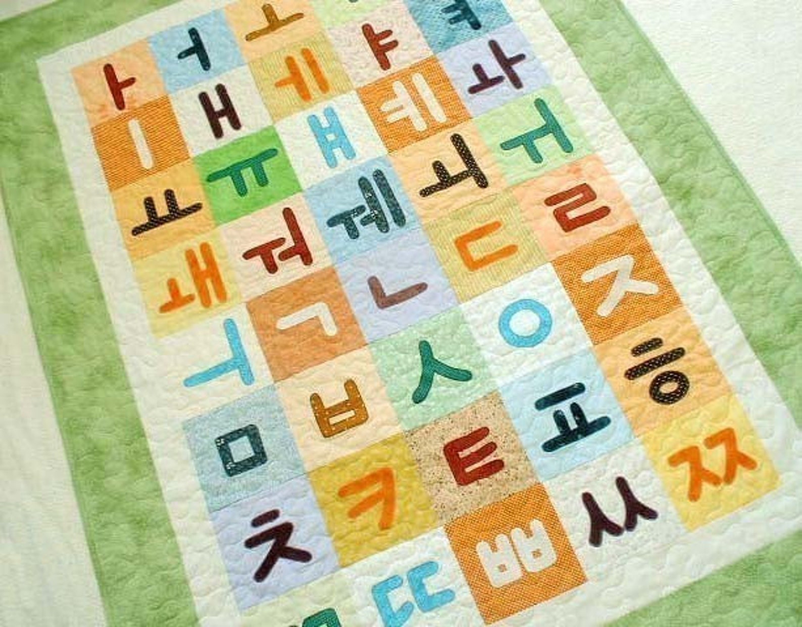 Korean alphabet Hangl Quilt Fabric set Instructions Etsy