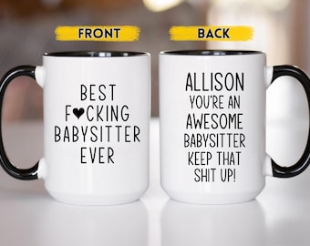 Personalized Babysitter Mug, Appreciation Gift, Ceramic Coffee Cup