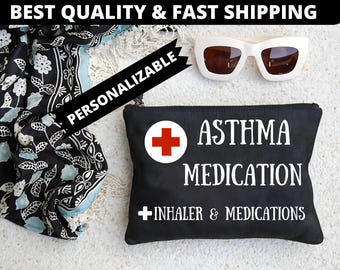 Bolsa personalizada para medicamentos contra el asma e inhaladores: bolsa de viaje médica personalizada para inhaladores y medicamentos de emergencia