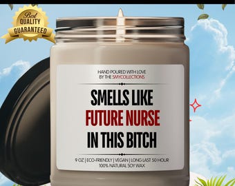 Bougie Smells Like Future Nurse - Cadeau drôle pour étudiante en soins infirmiers - Bougie école de médecine - Cadeau de remise des diplômes pour elle - Bougie d'étude RN - Nurse Life