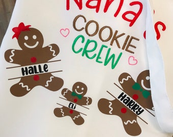 Nana's Cookie Crew Apron, Grandchildren Apron, Gingerbread, Mom Apron, Mimi, Grandpa Cookie Baking Apron, Grandma's  Apron, Grandparent gift