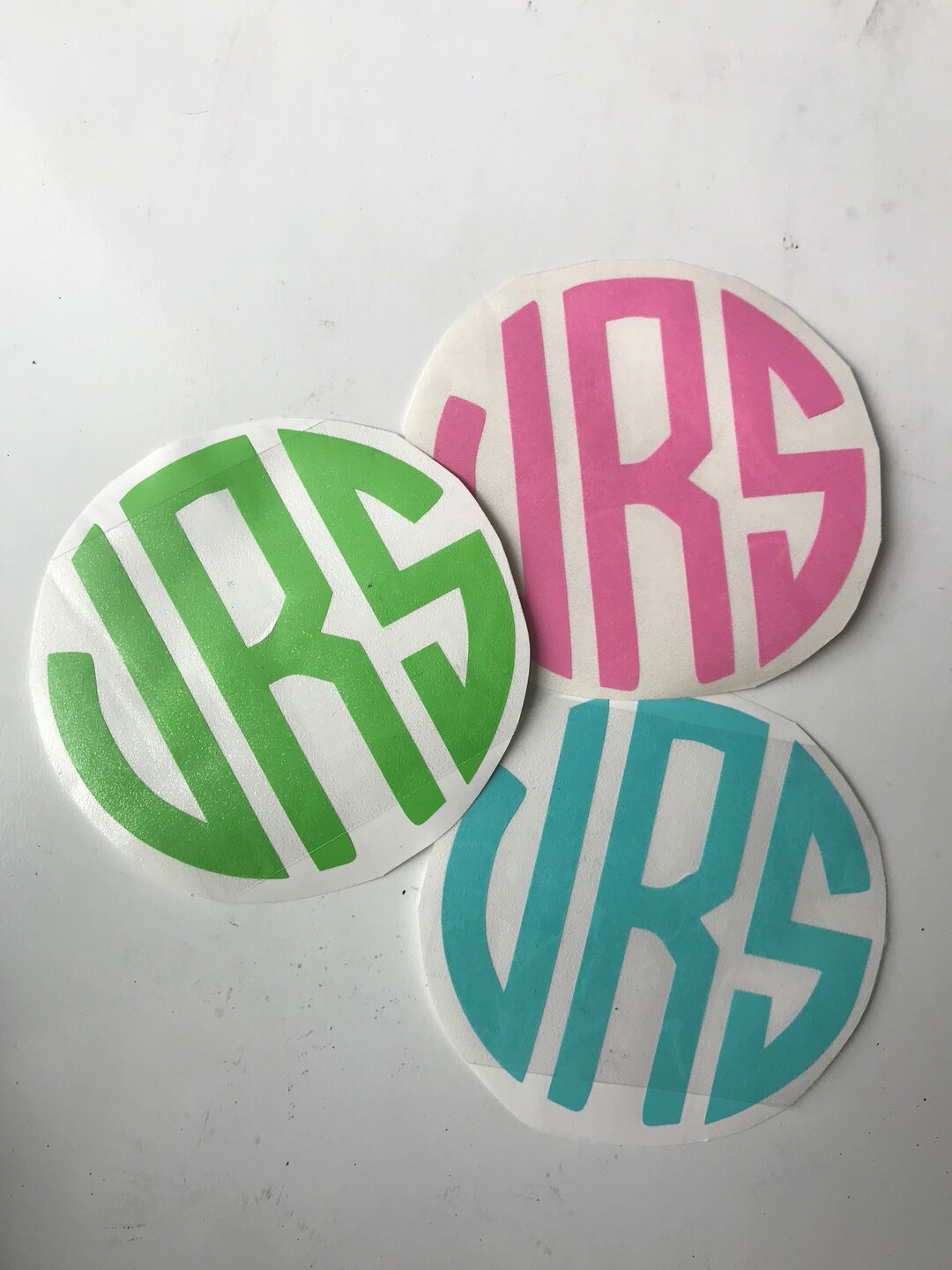 Custom Vinyl ADHESIVE Monogram Decal...you Choose Color and Monogram....personalized for DIY