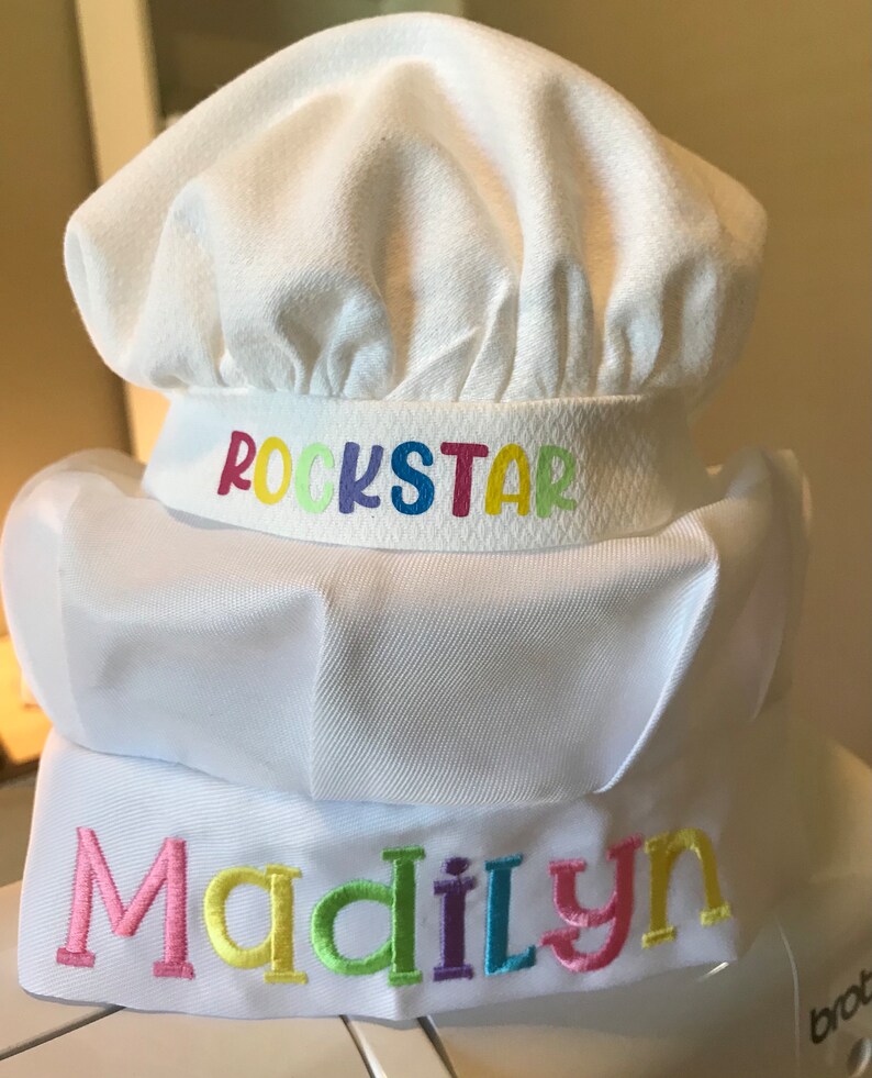 Birthday Girl and Doll Apron and Chef's Hat Set, Dress Up Apron, Rainbow, Little Baker, Kids Apron Set, Child's Embroidered Apron Hat, Chef image 7