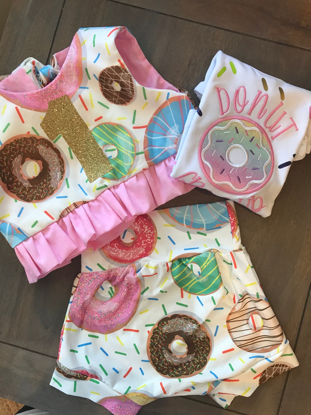 Donut Birthday Shirt Cake Smash Outfit Girl's Two Sweet - Etsy