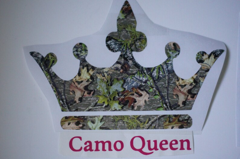 CAMO QUEEN Vinyl Decal....Camo Crown...Adhesive Vinyl Decal Etsy
