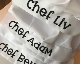 10 Kids Personalized Birthday Chef's Hats, Little Baker, Kids Baker Party, Kids Chef Party, Baker Party Favors, Kid's Embroidered Hat