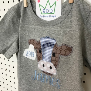 Cow Birthday Tee Gray , Cow Birthday Party, Boy's Cow Shirt, Farm Birthday, Farm Party, 1st Birthday, 2nd Birthday, Cowboy Shirt