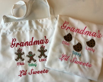 Grandma Grandchild  Apron, Gingerbread Apron, Mom Apron, Mimi, Grandpa Cookie Baking Apron, Grandma's Lil Sweets Apron, Grandparent gift