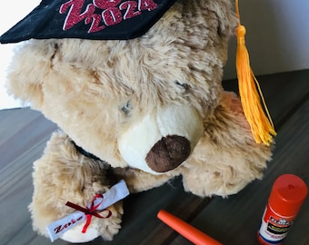 Kindergarten Graduation Bear, High School Personalized Bear, College Graduation Bear, Class of, Graduation Gift, Grad Party Gift