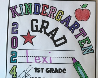 Kindergarten Graduation 2024 Cap Topper Coloring Sheet, Instant Download, Graduation Hat Topper, Print and Color, PDF