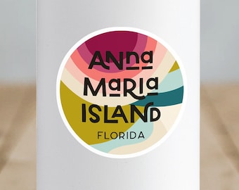 Anna Maria Island Sticker, Florida Sticker, Waterbottle Sticker, Vinyl Sticker, Waterproof Sticker, Tropical Sticker, Beach Sticker, Coastal