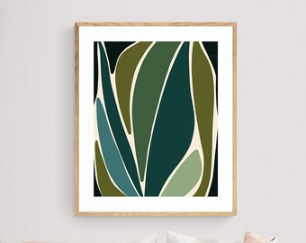 Abstract Print, Botanical Drawing, Minimal Design, Floral Print, Evolve, Abstract Art, Mid Century Modern Design, Boho Print, Green Art