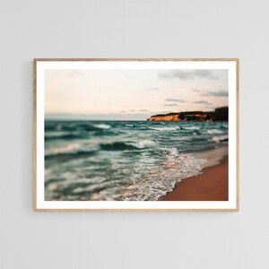 Pictured Rocks Print, Upper Peninsula Michigan Photography, Northern Sun, Lake Superior Art, Oversize Art, Coastal Decor, Beach Print