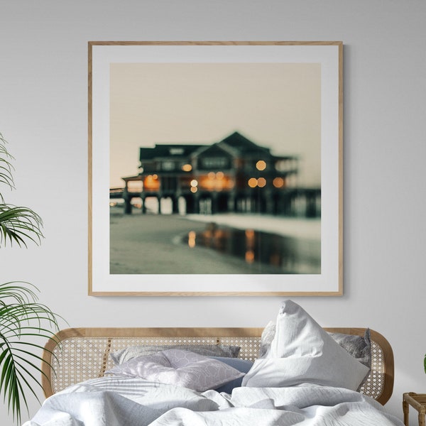 Outer Banks Print, North Carolina Art, Carolina Nights, Pier Print, North Carolina Photograph, Beach Photo, Coastal Art, Oversized Wall Art