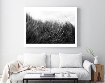 Beach Art Print, Coastal Decor, Black and White Photography, Fine Art Photograph, Beach Grass #3,  Lake Michigan Art Print, Oversized Art