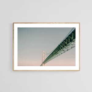 Michigan Photograph, Mackinac Bridge Art Print, Bridge Wall Art, Architecture Print, Lake Michigan Print, Mackinac Island Art, Michigan Art