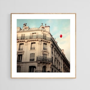 Paris Photograph, Balloon Art Print, Paris Art Print, Le Ballon Rouge, Alicia Bock, Oversized Wall Art, Paris Decor, Paris Architecture Art image 1