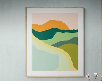 Abstract Mountain Print, Minimal Art Print, Minimal Beach Print, Oversized Decor, Coastal Art, Abstract Art, Landscape Print Art, Boho Print