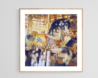 Polaroid Photograph, Carousel Art, Horse Art, Fair Print, Carnival Print, Gallop, Polaroid Print, Carousel Horse Art, Nursery Decor
