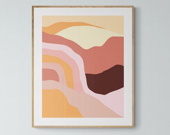 Abstract Mountain Print, Minimal Art Print, Minimal Beach Print, Oversized Decor, Coastal Art, Abstract Art, Landscape Print Art, Boho Print