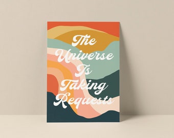 The Universe Is Taking Requests Note Card, Single Card, Blank Card, Greeting Card, Inspirational Card, Manifestation Card, Universe Quote