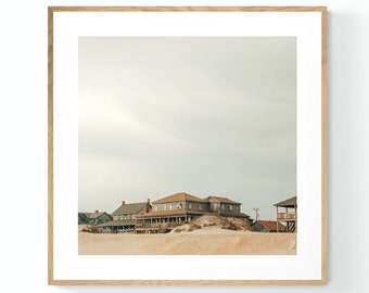 Outer Banks Print, Fotografía de playa, Foto de Outer Banks, Cottage Row # 2, Fotografía de Carolina del Norte, Impresión de playa, Arte costero, Arte neutral