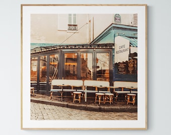 Paris Photograph, French Photography, Paris Cafe Print, Place du Tertre, Fine Art Photograph, Paris Bistro Chairs Print, France Art Print