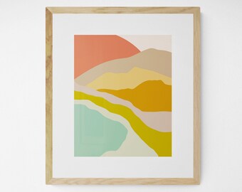 Abstract Mountain Print, Minimal Art Print, Minimal Beach Print, Oversized Decor, Coastal Art, Abstract Art, Landscape Print Art, Boho Print