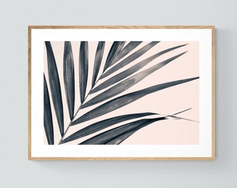 Palm Tree Print, Minimal Art, Minimalist Photograph, Tropical Art, Gray Palm #1, Tropical Print, Oversized Modern Art Print, Leaf Print