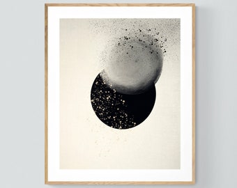 Abstract Print, Modern Art, Full Moon, Oversized Wall Decor, Winter Solstice Art, Moon Print, Neutral Wall Art, Minimal Print, Neutral Decor